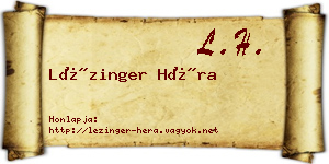 Lézinger Héra névjegykártya